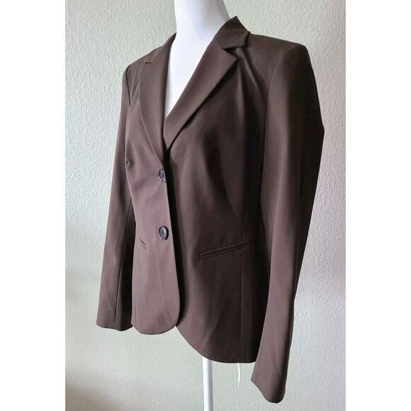 Lafayette 148 New York Blazer Womens Size 6 Brown Wool Career Jacket Two-Button - Picture 6 of 10